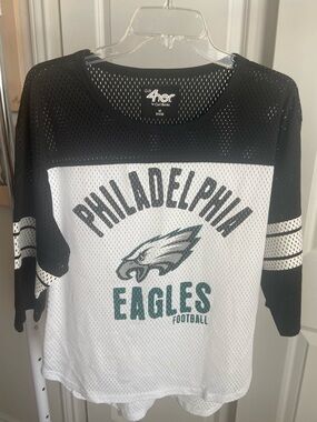 4Her Philadelphia Eagles Women's Short Sleeve Mesh Tee - Black & White